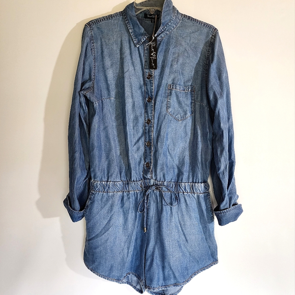 NWT Velvet Heart womens denim Romper size L